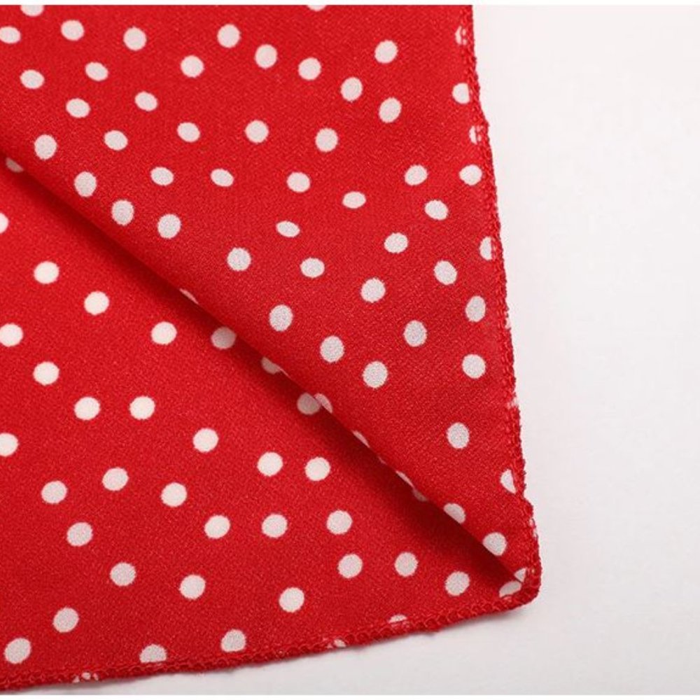 RESTOCKED Red & White Polka Dot Chiffon Mini Dress - Picture 7 of 8